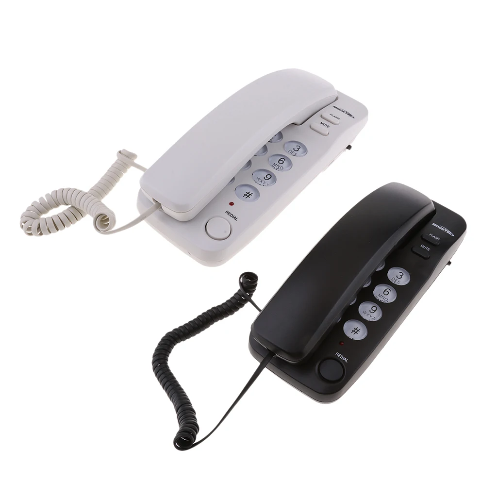 

2 Pieces Corded Phone Wall Line Telephone Home Office Business White + Black
