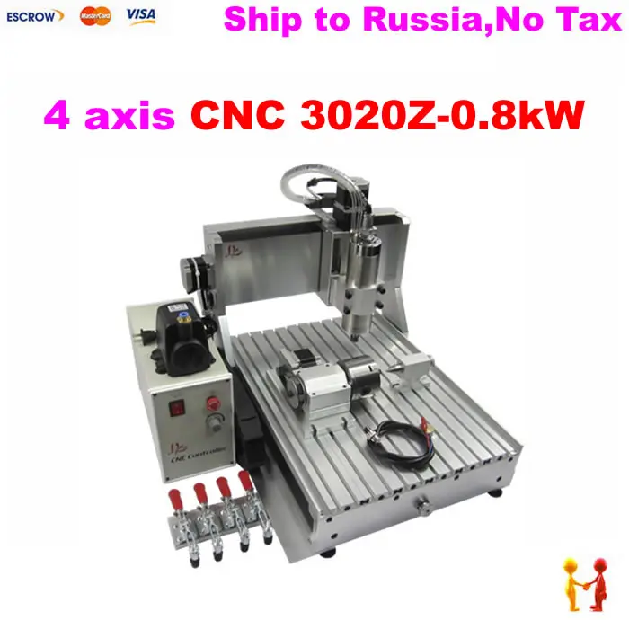 

4 Axis metal Milling Machine CNC 2030 CNC Wood Carving Machine 3020 800W spindle