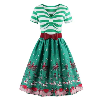 

Nice Dress 1841s Summer Women Blue Striped Bowknot Party Dress Elegant V Neck Mid Waist Women Short Sleeve Nice Dresses