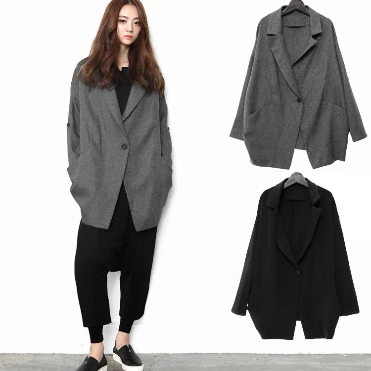 astounding  Korean Style Women 's Long - Sleeved Jacket Coat Women' S Casual Autumn Loose Shoulder Jacket