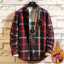 Мужские фланелевые рубашки в клетку на осень, зиму, весну, мужская повседневная плотная Теплая Флисовая хлопковая рубашка с длинным рукавом, брендовая рубашка Camisa Masculina