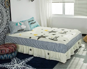 Хлопковая Двухслойная юбка-кровать с цветочным рисунком, с эластичной повязкой, покрывало кроватный подзор, матрас, покрывало домашний текстиль - Цвет: 012