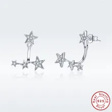 Оригинальное 925 пробы серебро Белый Micro CZ искры любви серьги-гвоздики со звёздочками, S925 циркон серьги "метеоры" Вечерние ювелирные изделия для Для женщин