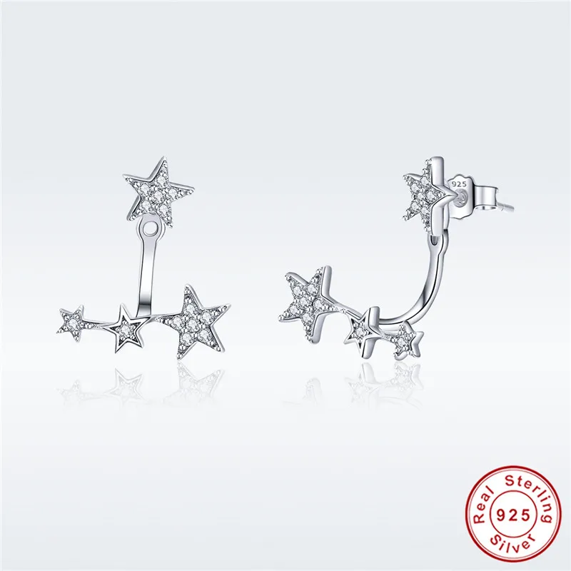 

Original 925 Sterling Silver White Micro CZ Love SparK Star Stud Earrings S925 Zircon Meteor Earrings Party Jewelry for Women