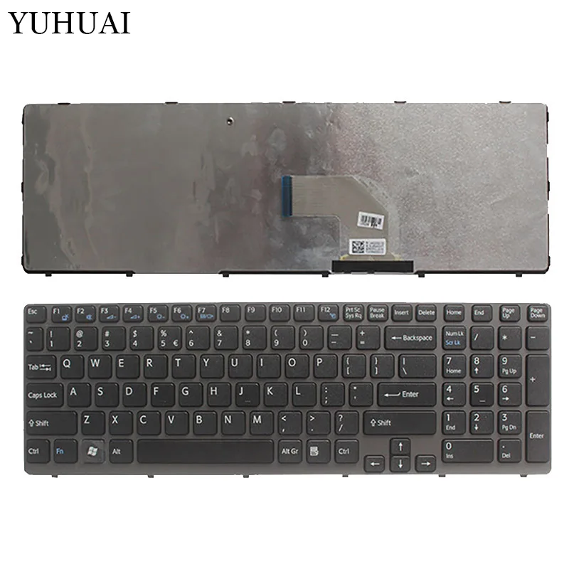 

US laptop Keyboard for Sony VAIO SVE15 SVE-15 SVE 15 149032851RU AEHK57002303A MP-11K73SU-920 with gray frame