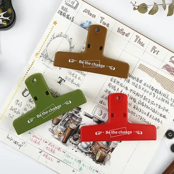 

One Size 3 Colors Japanese Stationery Plastic Magnetic Binder Clips Bill Fold Notes Letter Notebook Clamp School Office Supplies
