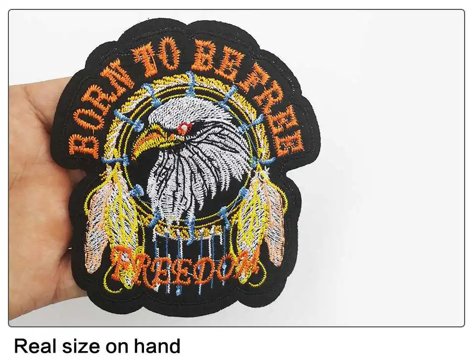 Embroidery Patches For Clothing SamllLarge Iron On EagleLive To RideFreedomAnimalBiker Patches Motorcycle Patch For Clothing(5)