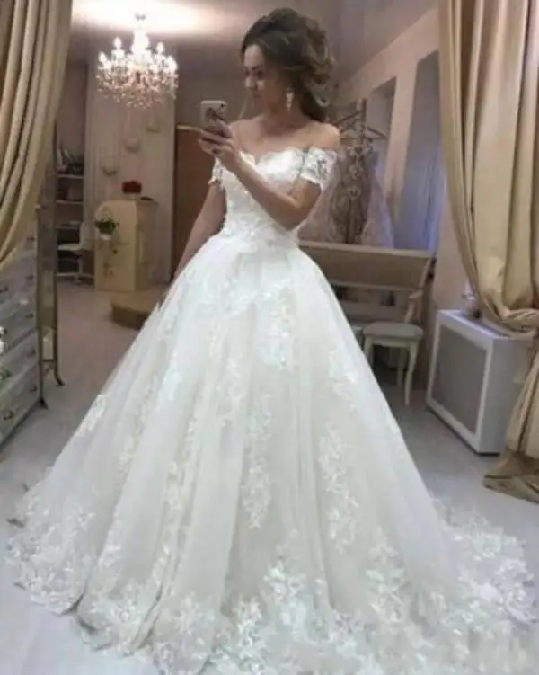Country Style Vintage Wedding Dresses Off The Shoulder Short