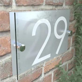 

Modern House Signs Plaque Door Numbers Glass Effect Acrylic Wall Signs