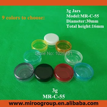 

Free Shipping 10pcs 3g colorful small round empty plastic cosmetic jars containers, sample plastic bottle for cosmetic packaging