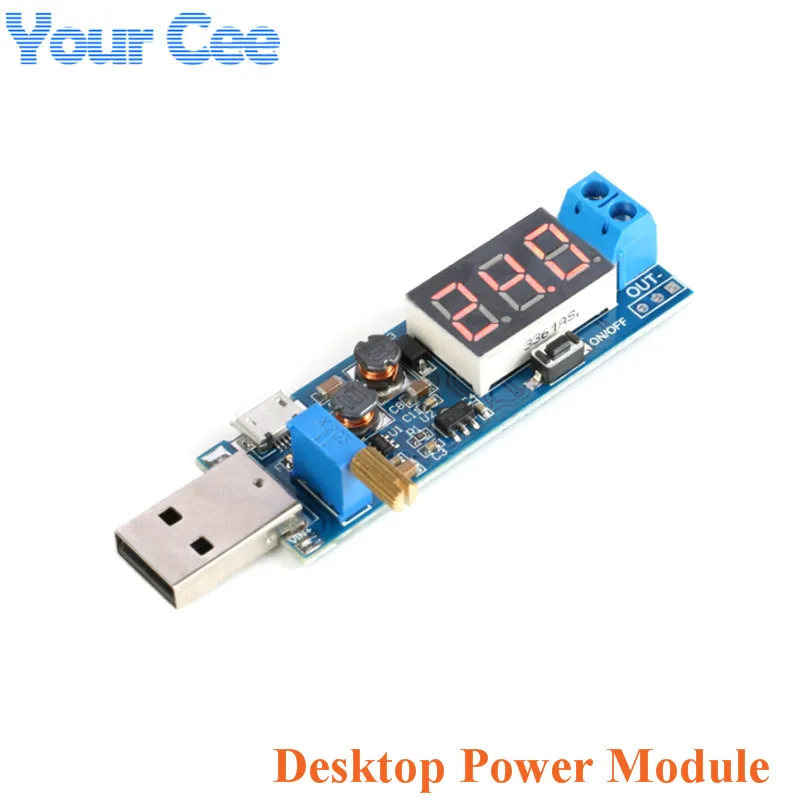 

DC-DC USB Desktop Power Module Adjustable Buck-boost Power Regulator Module 5V to 3.3V 9V 12V 24V