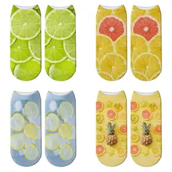 Новинка Kawaii 3D печатные летние лимонные носки Harajuku женские конфеты ананас фрукты короткие носки Новинка Кубики льда носки Meias