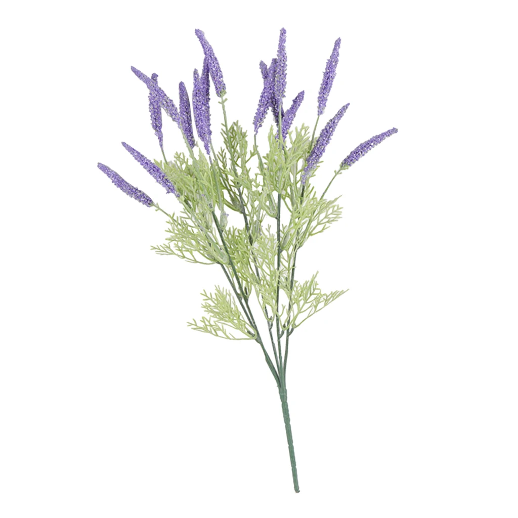 15 Heads Artificial Flowers Foam Lavender Bouquet Pot Plant for DIY Floral Art Flower Arrangement Home Balcony Party Decoration 