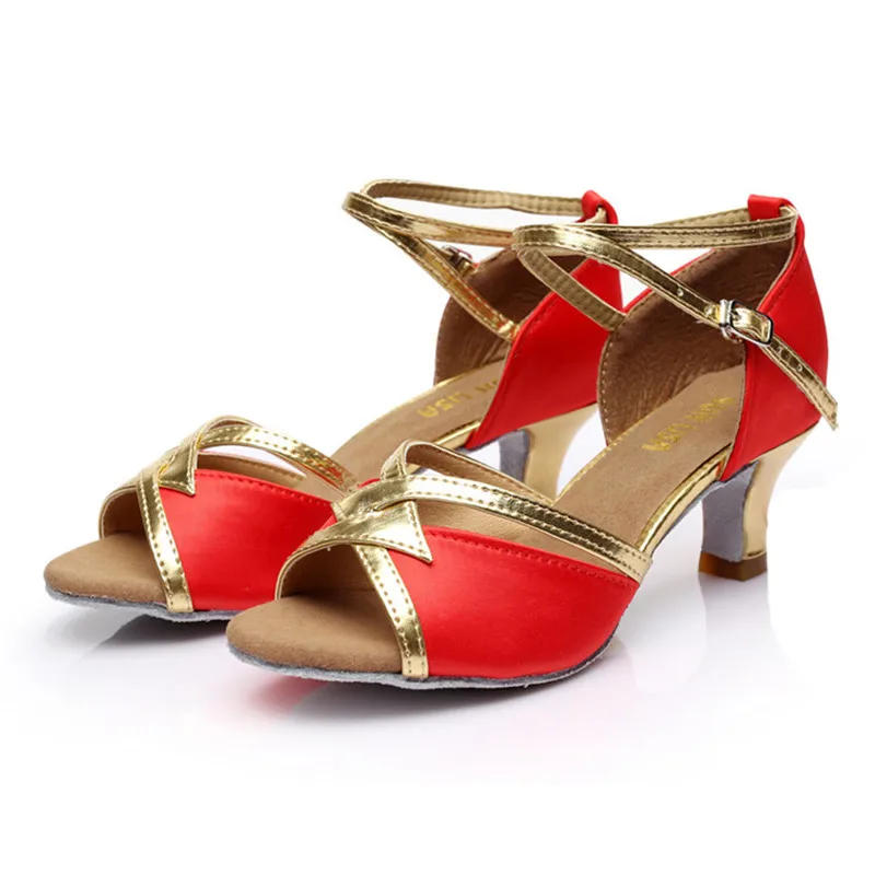 Танцевальные туфли Sun Lisa 22 стильные Великолепные женские танцевальные туфли на высоком каблуке для танго сальсы бальных танцев туфли для латинских танцев S257H5 5 см каблук - Цвет: Red 07