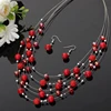 Artificial Coral Jewelry Sets Red Earrings Set Beads Natural Stone Necklace Collares Layers Choker Fashion Jewelry Set ► Photo 3/5