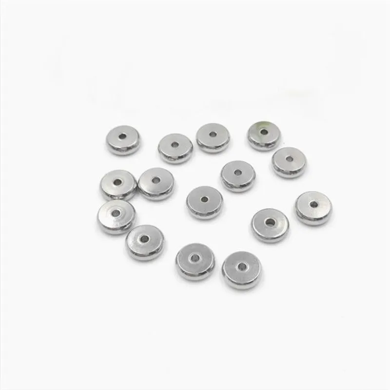 

50pcs 4/5/6/8/10mm Spacer Beads Stainless Steel Round Flat metal bead Fit Bracelet Necklace Spacer Ring DIY Jewelry Findings