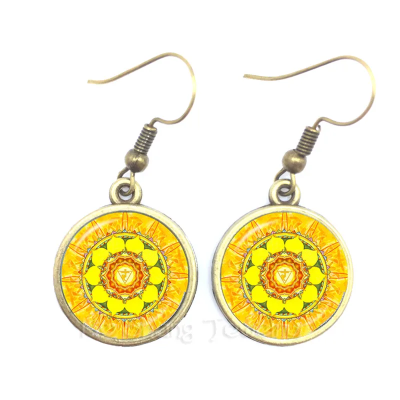 

Mandala Yoga Earrings Om Zen Buddhism Glass Jewelry Vintage Drop Earrings For Women Nice Gift 2018