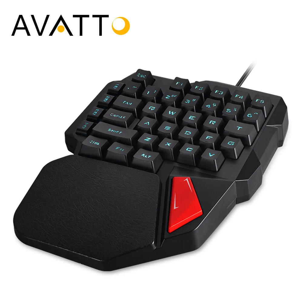 AVATTO Professional Single Hand Wired Gaming keyboard with 3 Color Backlit Touchpad 38-keys Ergonomic Keypad for LOL Dota PUBG AVATTO Professional Single Hand Wired Gaming keyboard with 3 Color Backlit Touchpad 38-keys Ergonomic Keypad for LOL Dota PUBG