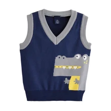 Жилет для мальчиков новые осенние хлопковые камвольно Детский свитер жилет дети теплая одежда с рисунком v-образным вырезом одежда для малышей Одежда для мальчиков
