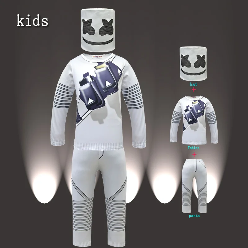 

marshmello t shirts for kids cosplay Child Girls top Boys clothes cotton dj mask Funny Sets Fancy Clothes Superhero Suits