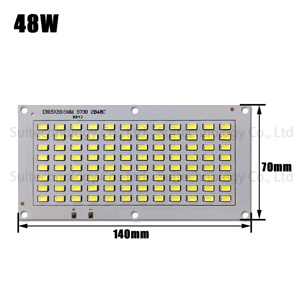 LED 투광 조명원, SMD5730 알루미늄 플레이트 베이스, DIY LED 투광 조명용 전체 전력 15W, 18W, 48 W