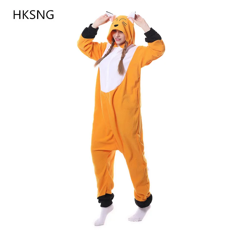 

HKSNG New Link Winter Adult Animal Fox Kigurumi Onesies Party Warm Pokemon Pajamas Cartoon Costumes Jumpsuits Christmas Hooded