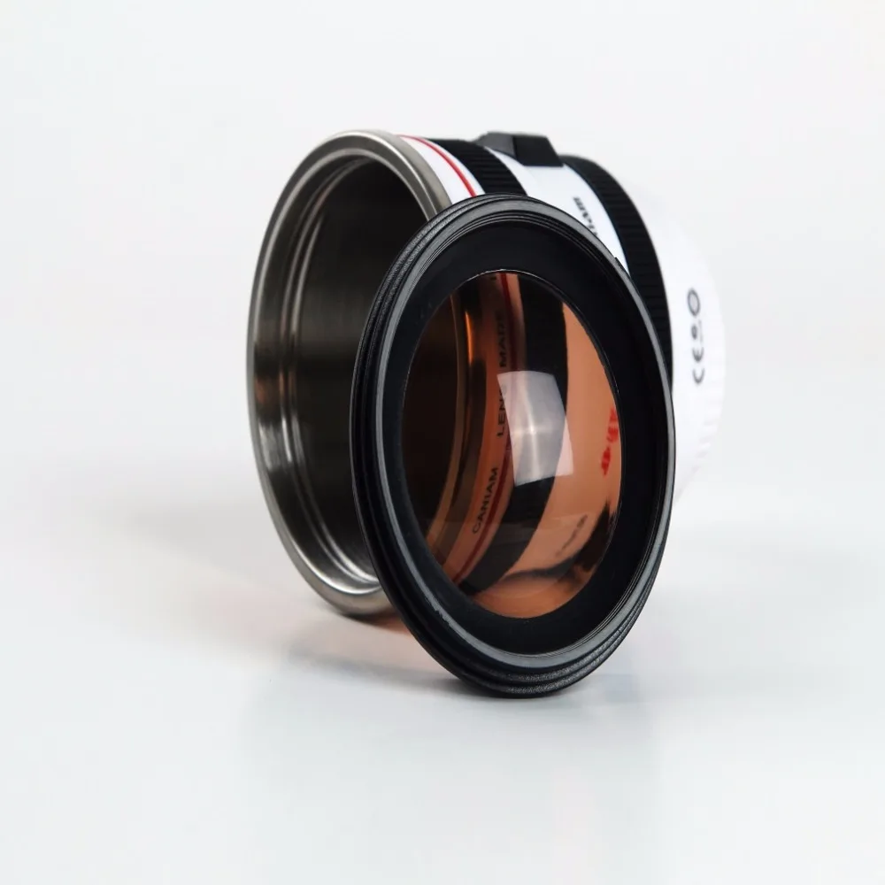 2 Colors Durable DIY Stainless Steel Vacuum Flasks Travel Coffee Mug Cup Water Coffee Tea Camera Lens Cup With Lid Dropshipping