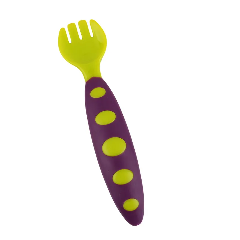 Разноцветные безопасные PP Ложка для кормления детей+ вилка противоскользящая ручка обучающая посуда детская посуда с ящиком для хранения JK879612