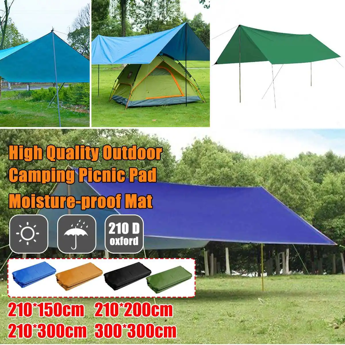 

PU3000 Moisture-proof Mat/Tent Beach Sun Shelter Tarp Waterproof Tent Shade Ultralight UV Garden Awning Canopy Sunshade Outdoor