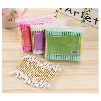

New 100pcs/pack Double Head Cotton Swab Women Makeup Cotton Buds Tip For Medical Wood Sticks Nose Ears Cleaning Makeup Tool