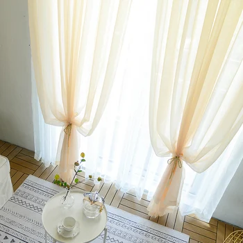 

ZRCortinas Customized Solid Tulle Curtian for Bedroom Modern Transparent Yarn Curtain for Living Room Grommet Top Curtain