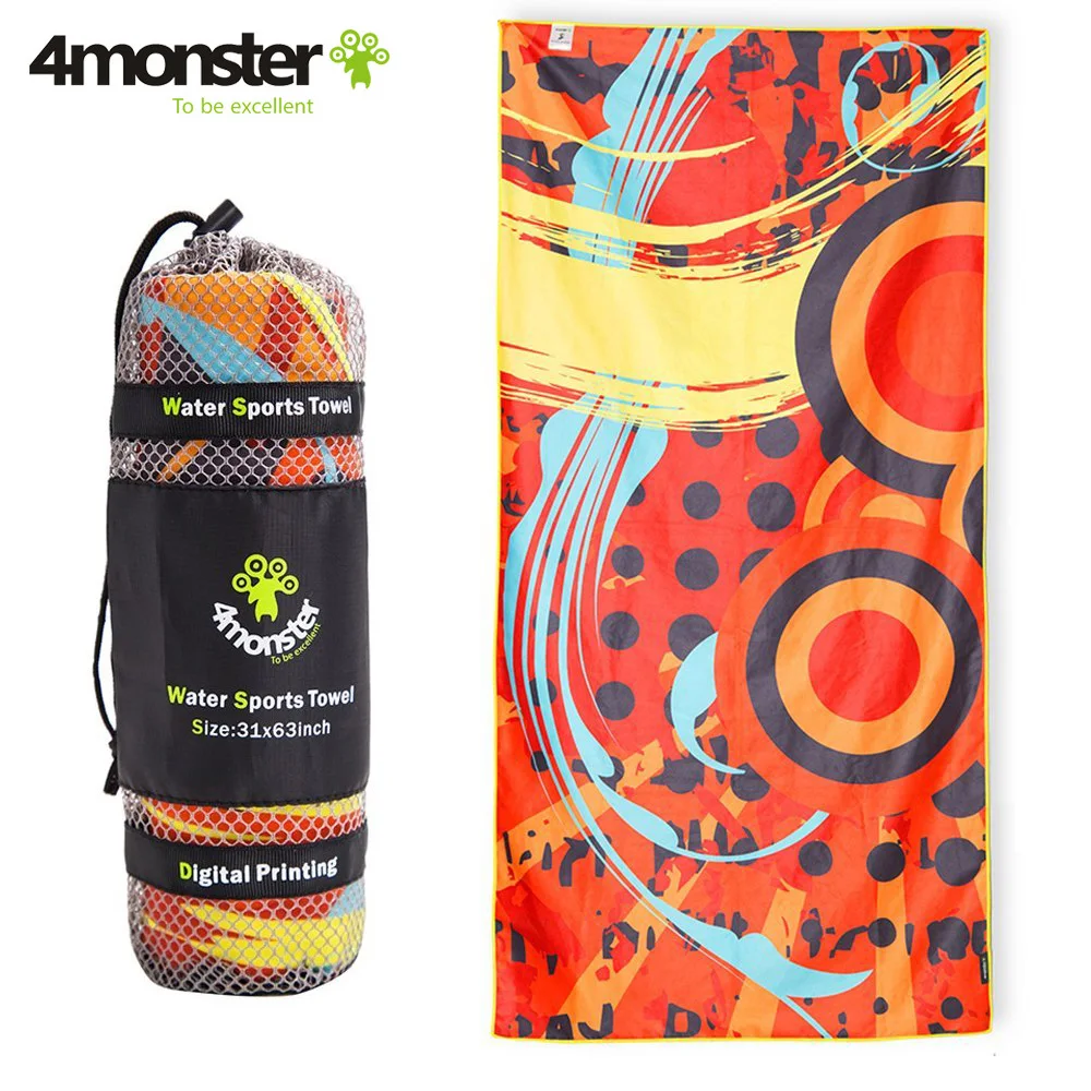 4monster Microfiber Beach Towel Printed Yoga Blanket Fast Dry Travel