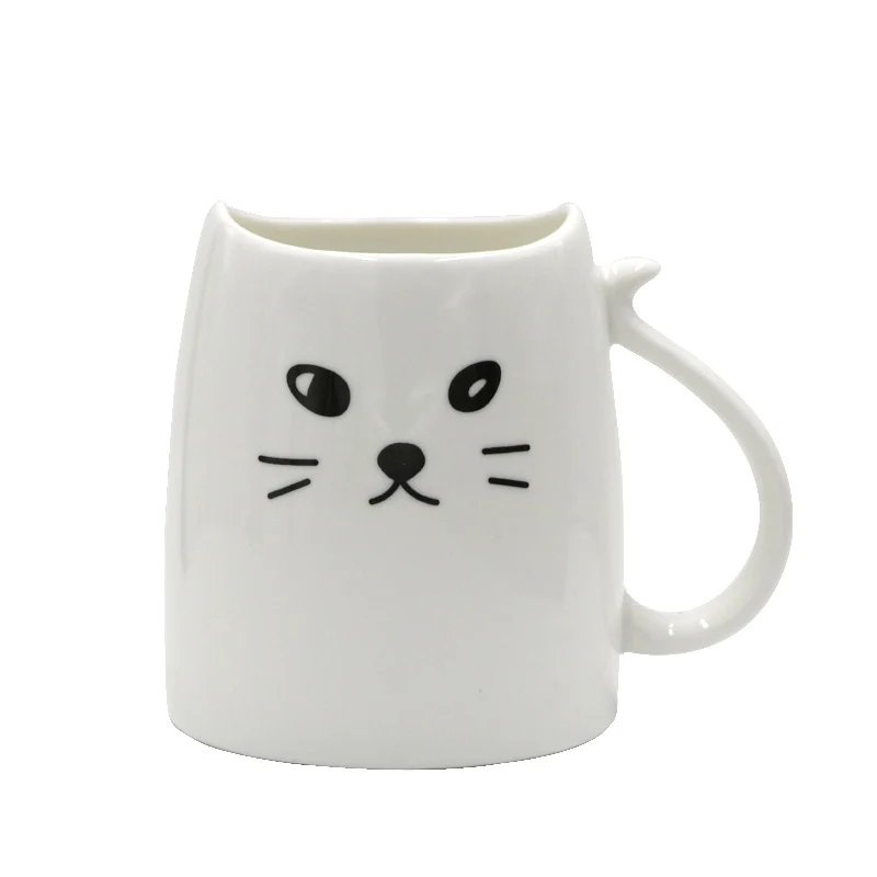 Teagas Cool Cat Coffee Mugs 12 Oz Black White Morning Teagas Cool Cat Coffee Mugs 12 Oz White Morning Milk Tea Ceramic Mug