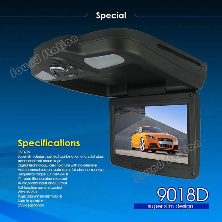 9 дюймовый Автомобильный откидной DVD монитор потолочный TFT ЖК рекламный плеер