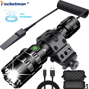 

Tactical Flashlight USB Rechargeable LED Flashlight L2 Hunting Torch Waterproof Flashlight with 5 Modes 18650 Battery