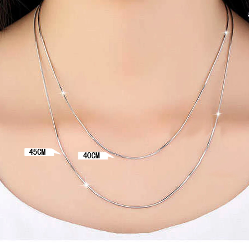Подлинное 925 пробы Серебряное 1 мм ожерелье с цепочкой в виде змеи 18 дюймов для женщин, цепочка для девочек, ювелирные изделия, женское ожерелье из серебра 925 пробы