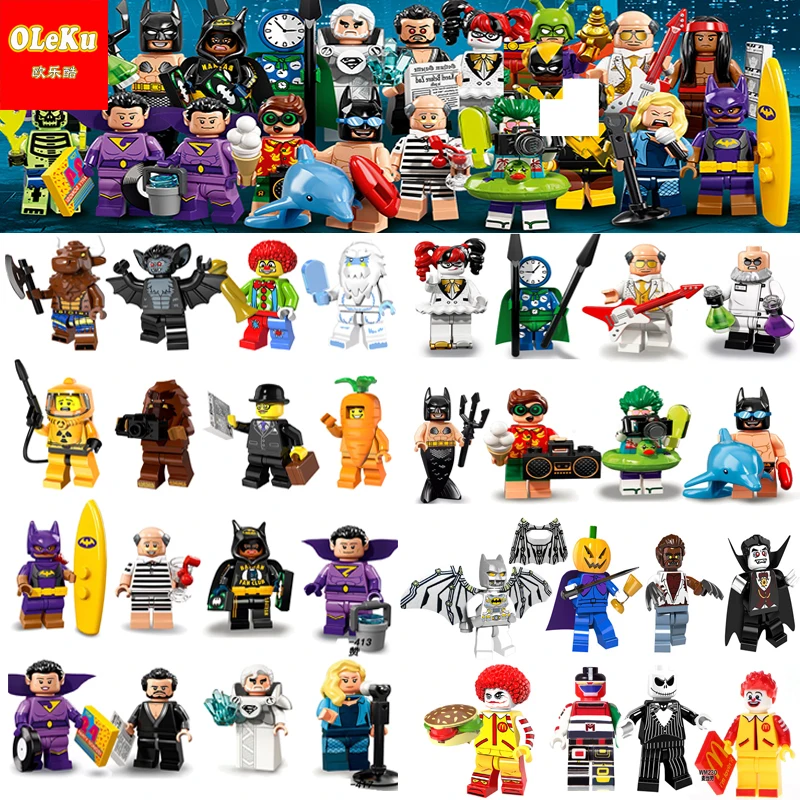 Unicorn 18 Harley Quinn Mermaid Batman Hugo Strange Robin Clock King Joker Building Blocks Bricks font