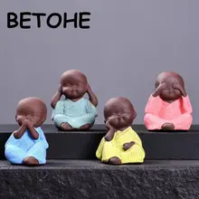 BETOHE фиолетовый глина маленький монах Чай Домашние животные Мини Цвет песок керамика маленький монах чай аксессуары цветок украшение Горшков