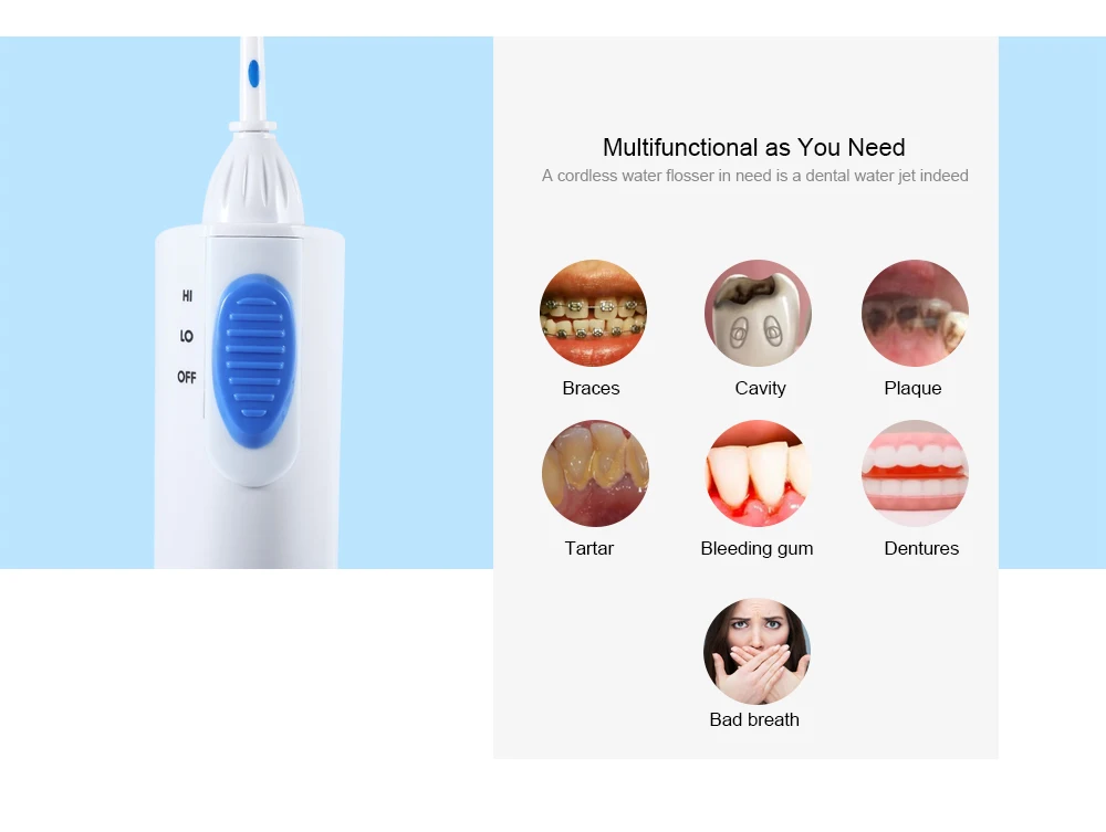 Ирригатор для полости рта портативный беспроводной электрический водяной Флоссер стоматологическая струя воды Настольный Флоссер инструменты для чистки зубов с 2 наконечниками