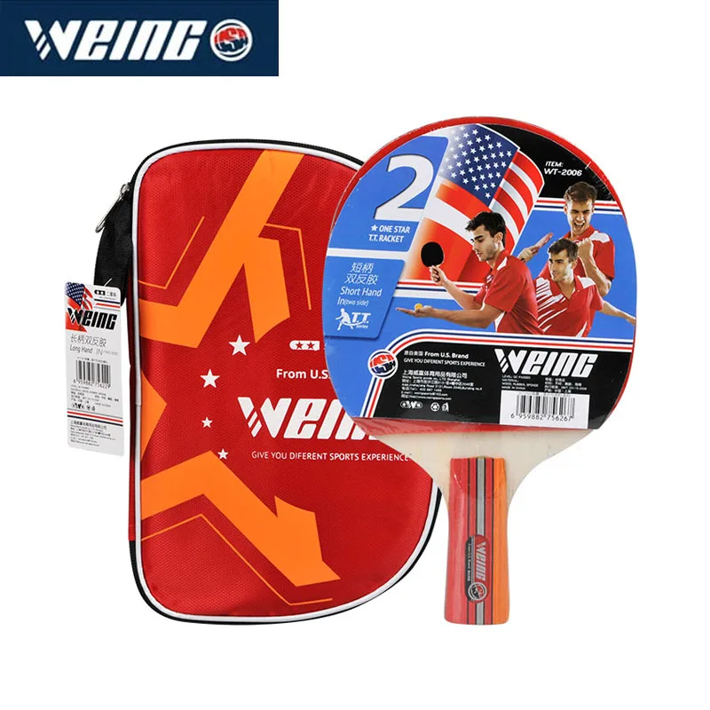 

Double Hot sale 2018 new brand WEING WT2006 long handle rubber double-sided table tennis racket high frequency blister