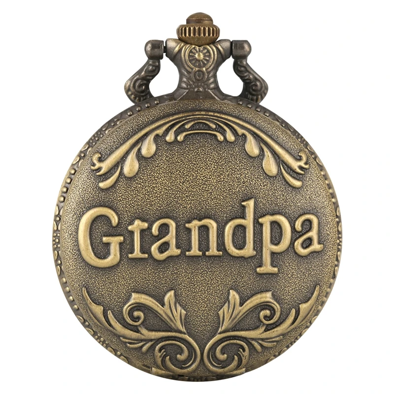 Antique Retro Grandpa Quartz Pocket Watch Bronze Punk Necklace Pendant Top Unique Art Collectibles Gifts for Grandfather Grandpa