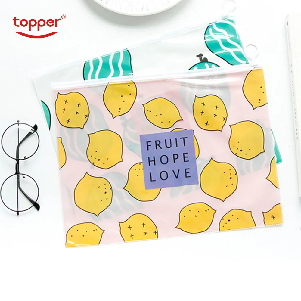 

1PCS free shiping Waterproof Plastic Zipper Paper File Folder Pencil Pen Case Bag File document bag for office student supplies