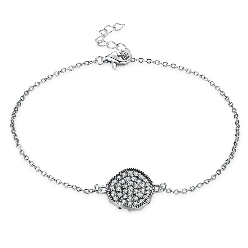 Hemiston 925 пробы 100% серебряный алмазный диск браслеты и 18 21 см ювелирные украшения