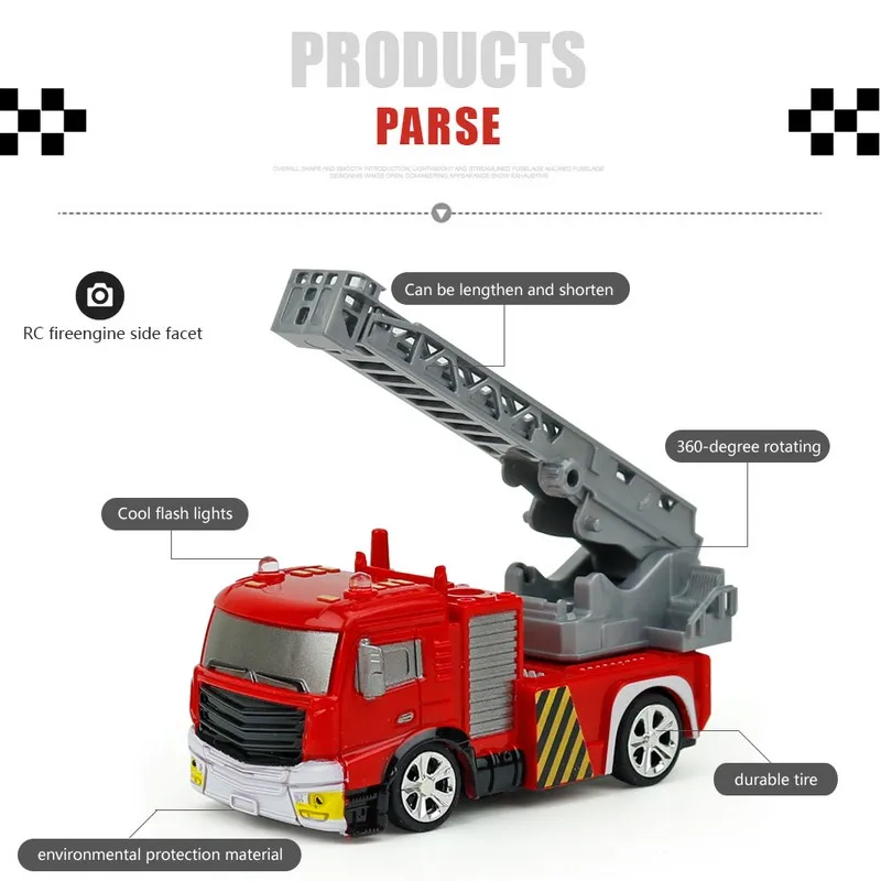 158 Mini Model Truck Diecast Fire Trucks RC Car Toy With Remote Control Water-Tank Lorry Or Ladder Children's Christmas Gifts (10)