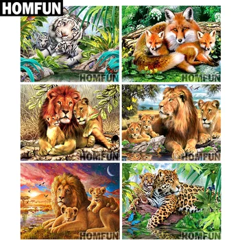 

HOMFUN Full Square/Round Drill 5D DIY Diamond Painting "Animal family" 3D Embroidery Cross Stitch 5D Home Decor Gift A01006