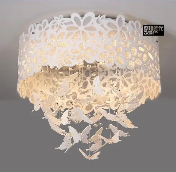 

A1 White beautiful and elegant Bedroom lamp warm romantic ceiling lamp LED round crystal lamp garden lamp wedding room FG693