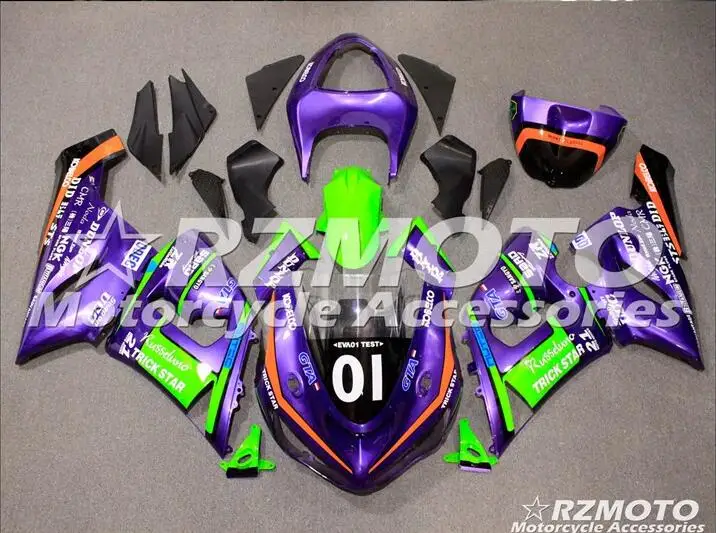 Мотоциклетный обтекатель abs комплект для ухода за кожей Kawasaki Ninja ZX6R 636 05 06 2005 2006 корпусные детали пресс-форм ACEKITS Магазин № 0050