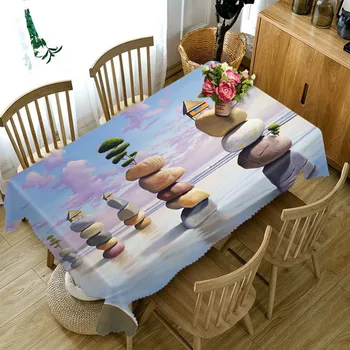 

Table cover waterproof Seaside stone 3D Table cloth rectangular party decorate Kitchen Tablecloth Round Cabinet cover Pillowcase