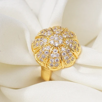 Hyperbole Luxury Wedding Unique Gold Plt Rings for Women Middle East Style Cubic Zircon Fashion Dubai Jewelry Dropshipping - Цвет основного камня: 030