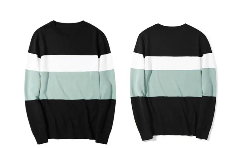 2019 New Fashion Men Sweater Pullover High Qulaity Cotton Acrylic Striped Knit Jumper Dress Male Spring Autumn Brand Muls 4XL 04